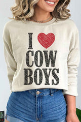 I Love Cowboys Western Country Graphic Sweatshirt