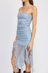Lace Tube Dress Wtih Ruffle Detail