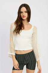 Open Knit Kimono Bolero