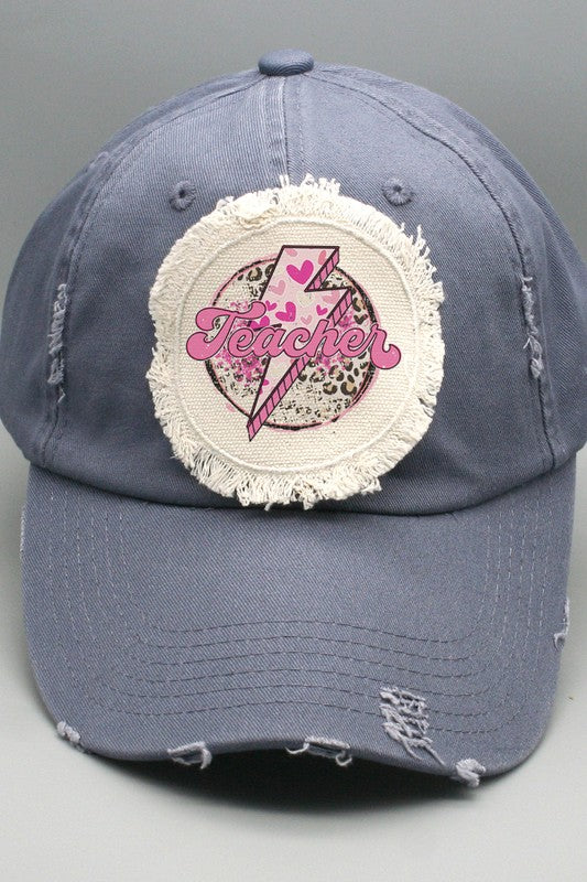 Teacher Gifts Teacher Pink Bolt Patch Hat
