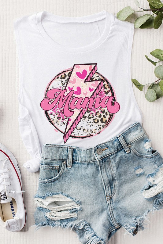 Mother's Day Mama Heart Bolt Muscle Tank Top