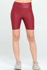 High Waist Pu Biker Shorts