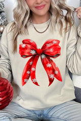 Christmas Snowflakes Bow Graphic Sweatshirts