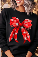 Christmas Snowflakes Bow Graphic Sweatshirts