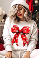 Christmas Snowflakes Bow Graphic Sweatshirts