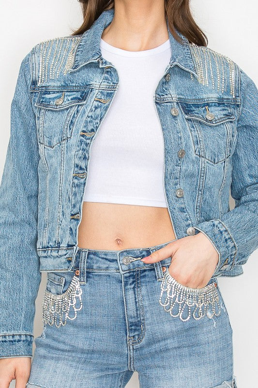 EMBELLISHED CLASSIC DENIM JACKET