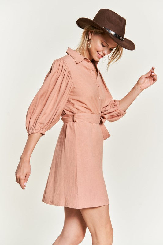 Solid Button Down Dress