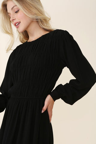 Dressed Up Ruched Midi Dress 