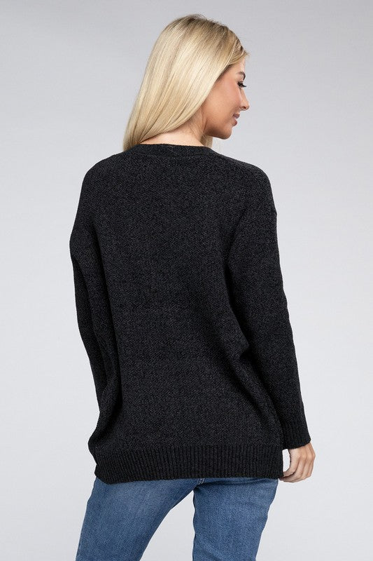 Melange Open Front Sweater Cardigan 