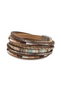 Boho Leopard Leather Wrap Cuff Bracelet