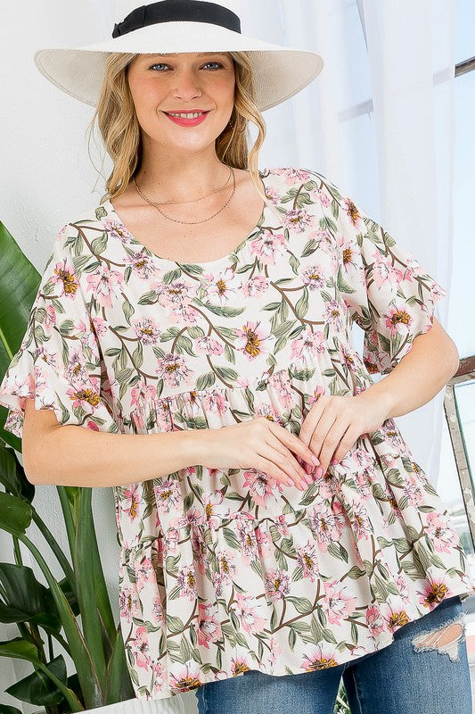 Floral Tiered Babydoll Swing Top