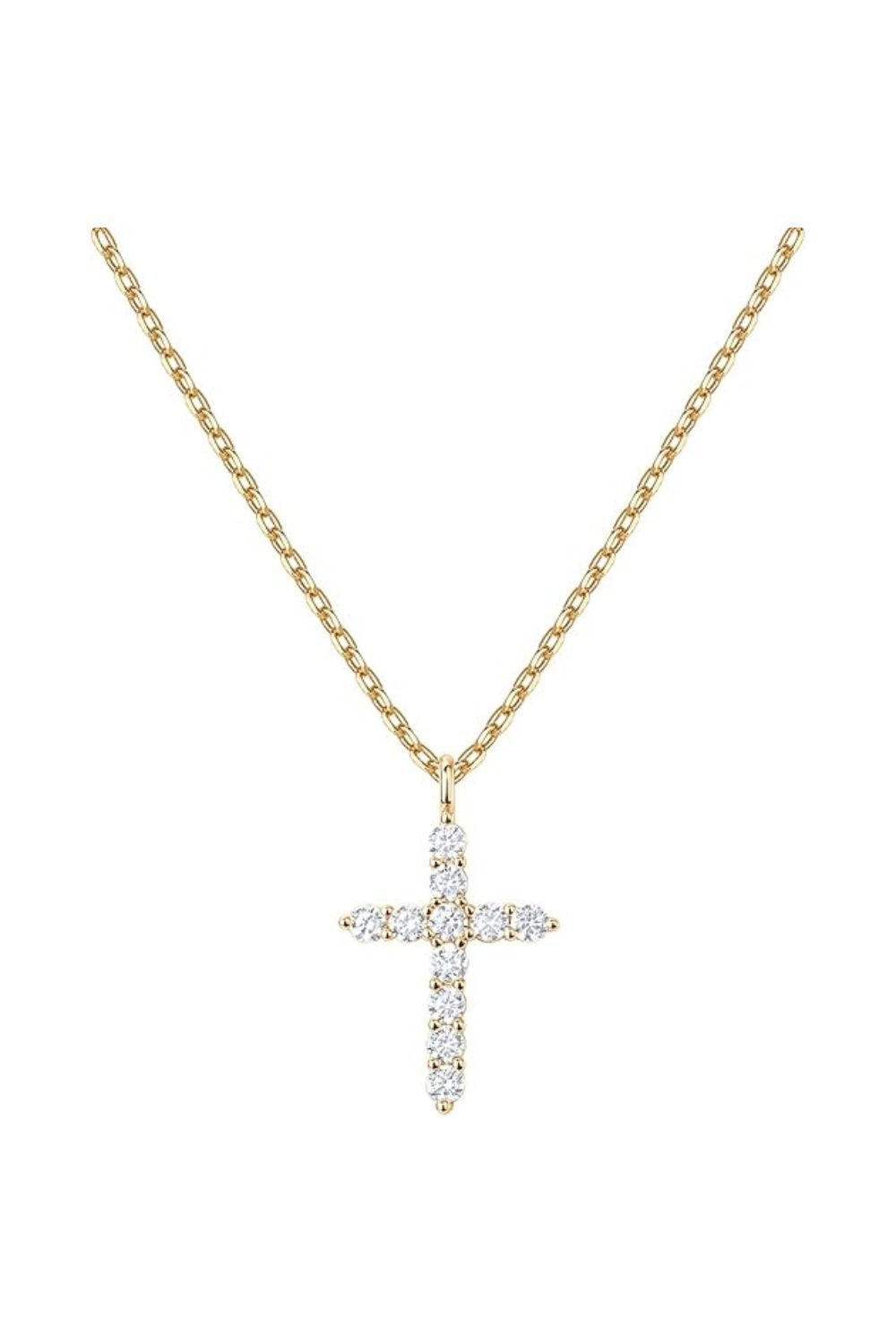 14K Gold Plated Cross Pendant Necklace