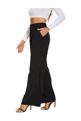 Trendy Women's Wide Leg High Elastic Waist Business Pants