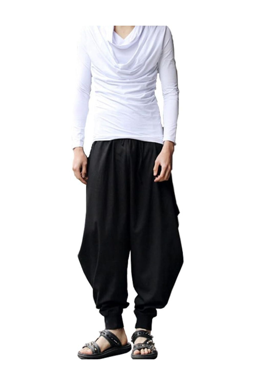 Trendy Men's Loose Harem Pants Stretchy Casual Trousers