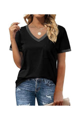 Trendy Women's V-Neck Short Sleeve Casual Tops