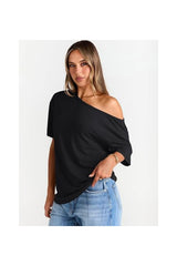 Trendy Women's Off-Shoulder Oversized Short Sleeve T-Shirts