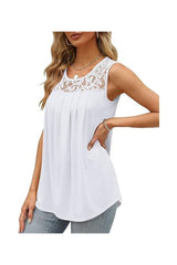 Trendy Women's Loose Fit Pleated Scoop Neck Tank