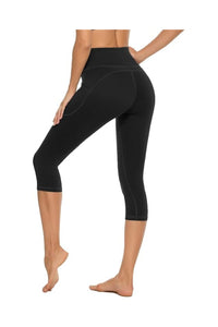 Trendy Women's High Waisted Capri Yoga Pants with Pockets