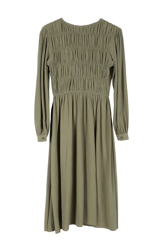 Dressed Up Ruched Midi Dress 