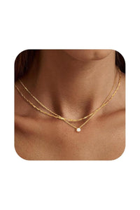 Dainty 14K Gold CZ Choker Necklace