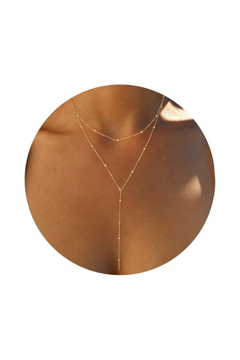 Dainty 14K Gold Plated Lariat Necklace