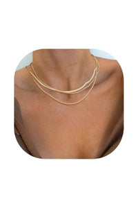 Dainty 14K Gold Plated Herringbone Necklace
