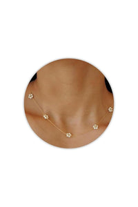 Dainty Daisy Pearl Necklace, 14K Gold Plated