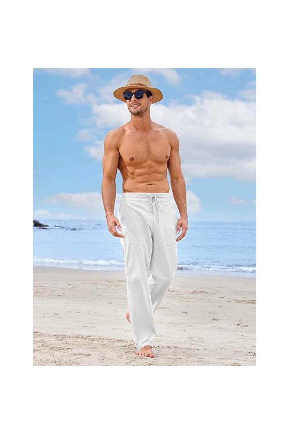 Trendy Men's Casual Linen Pants Loose Fit Drawstring