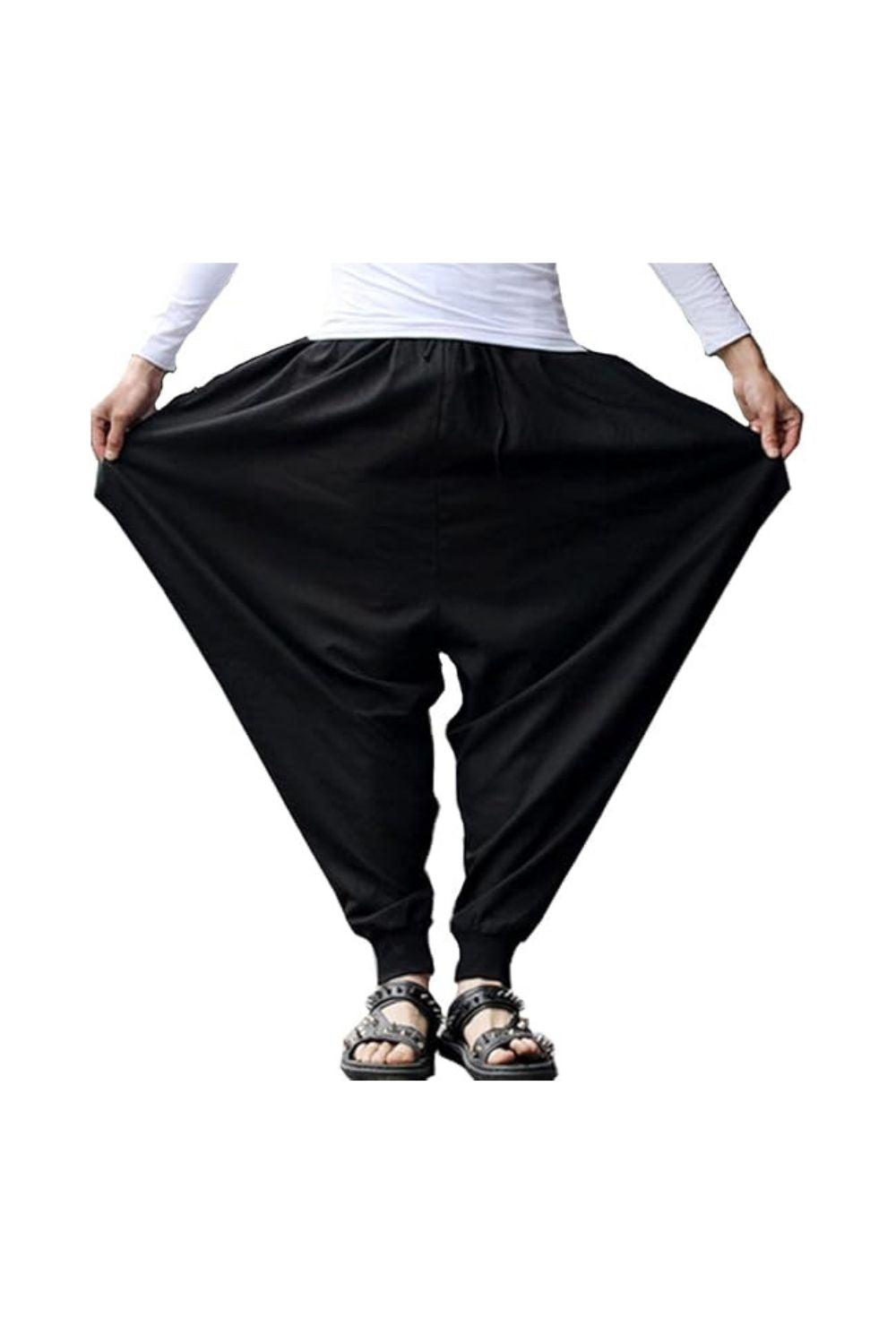 Trendy Men's Loose Harem Pants Stretchy Casual Trousers