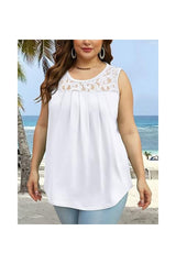 Trendy Women's Loose Fit Pleated Scoop Neck Tank