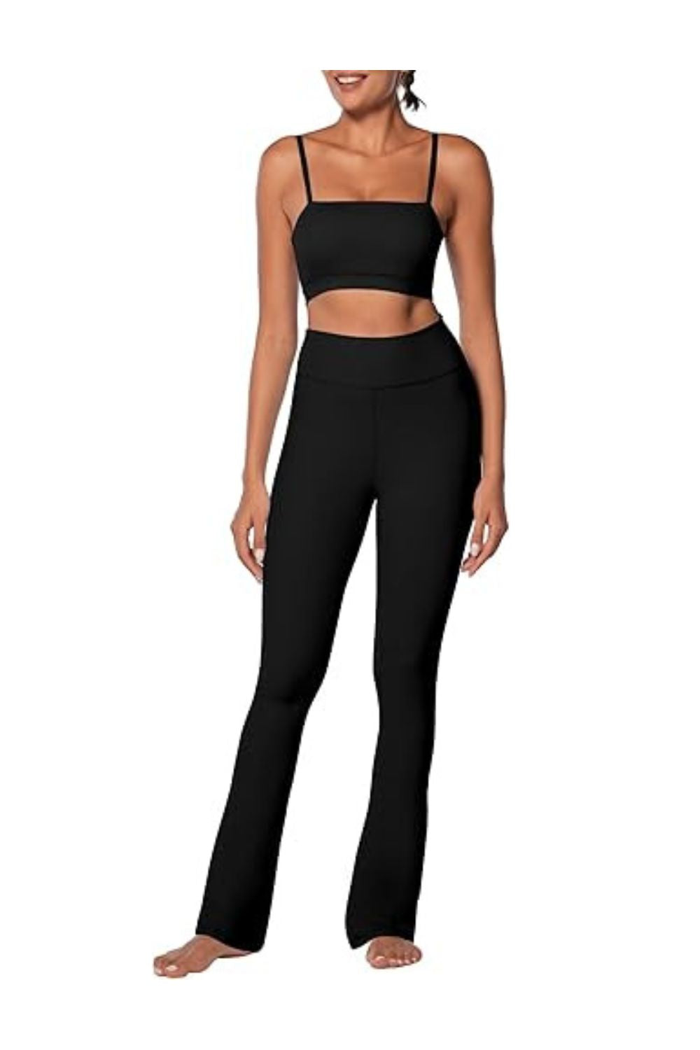 Trendy High Waist Tummy Control Flare Yoga Leggings