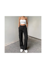 Trendy High Waisted Baggy Cargo Pants with Pockets