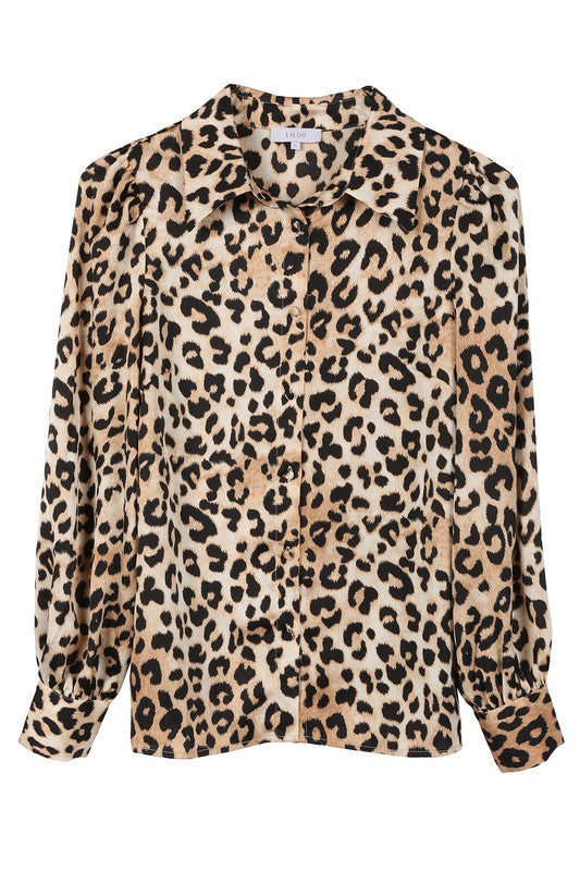 Satin leopard blouse