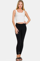 Zenana Ribbed Round Neck Cropped Tank top