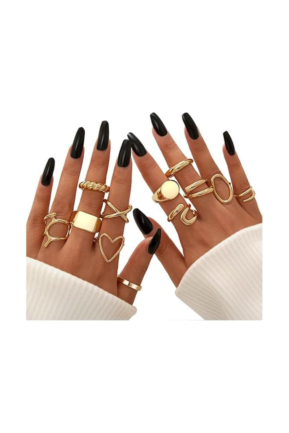 12PCS Gold Stackable Rings Set for Women