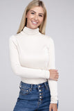 Ribbed Turtle Neck Long Sleeve Top 