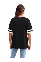 Trendy Women's Loose Fit Color Block Crew Neck T-shirts