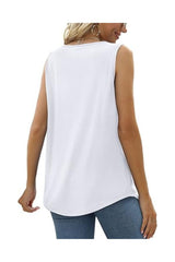 Trendy Women's Loose Fit Pleated Scoop Neck Tank