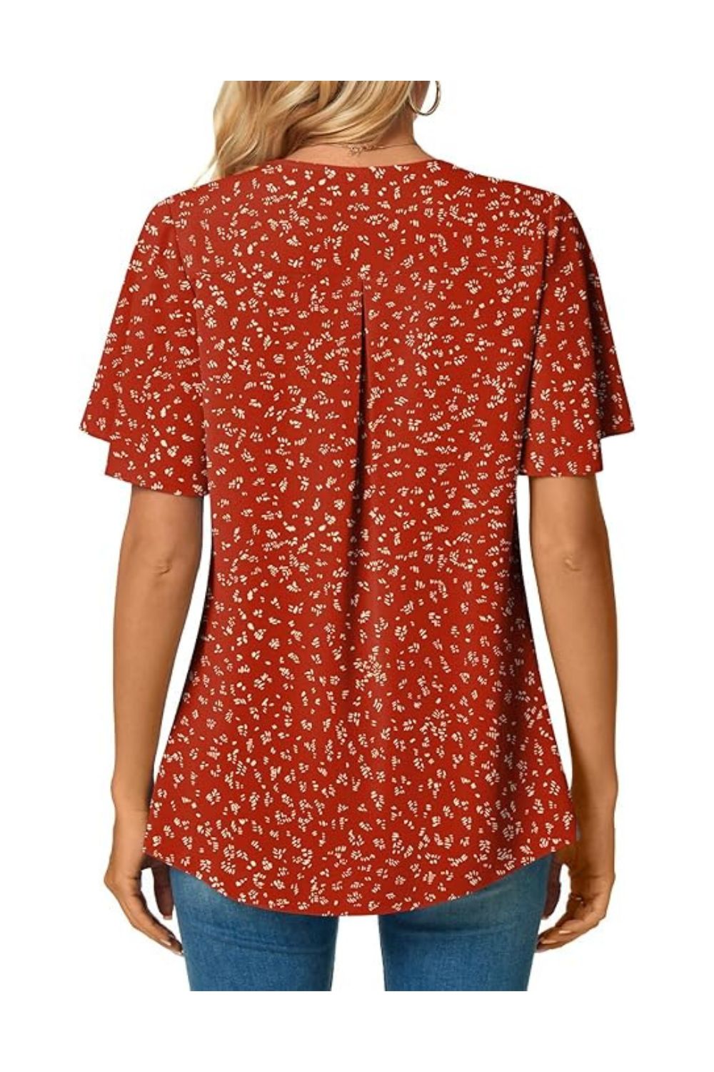 Trendy Women's V-Neck Chiffon Blouses Short Sleeve Tops