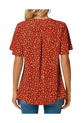 Trendy Women's V-Neck Chiffon Blouses Short Sleeve Tops