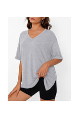 Trendy Women's Oversized V-Neck Workout Plus Size T-shirts