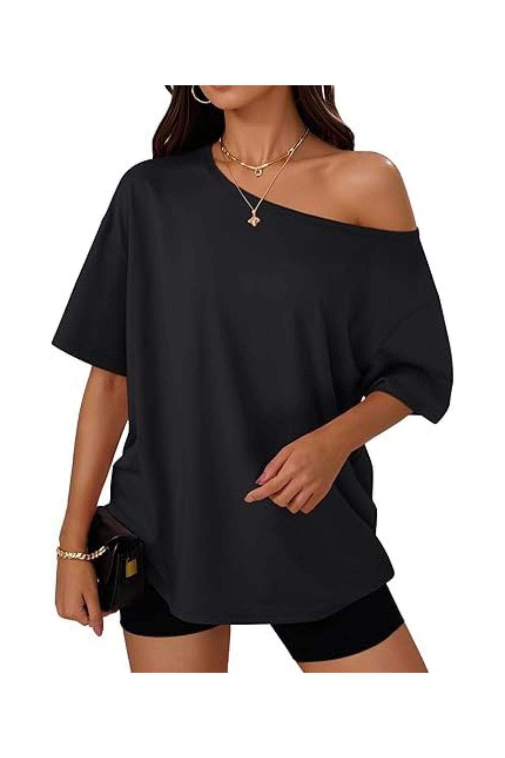Trendy Women's Off-Shoulder Oversized Short Sleeve T-Shirts