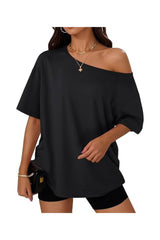 Trendy Women's Off-Shoulder Oversized Short Sleeve T-Shirts