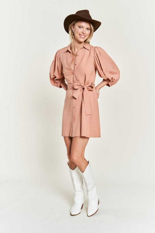 Solid Button Down Dress