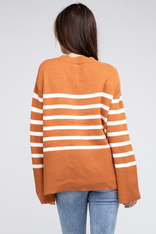 Ribbed Hem Stripe Sweater gifts