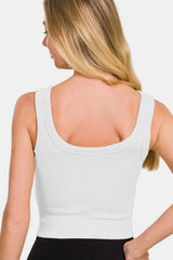 Zenana Ribbed Round Neck Cropped Tank top