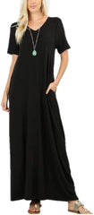 Zenana Women Long Maxi Dress With Half Sleeves