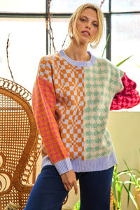 Patchwork Oversized Sweater Top