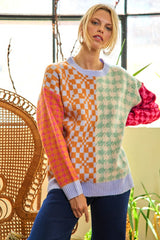 Patchwork Oversized Sweater Top
