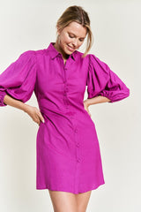 Solid Button Down Dress